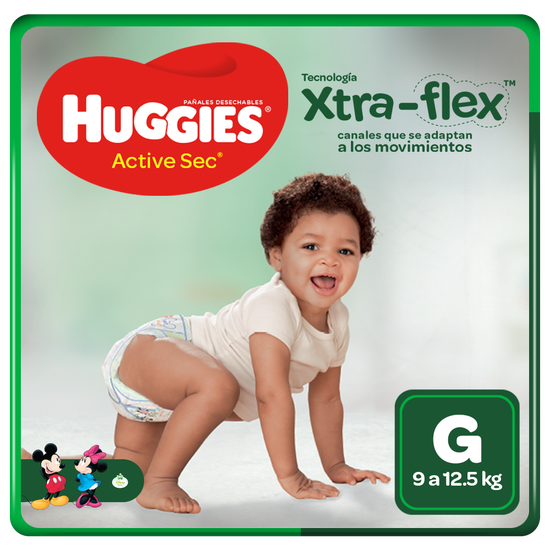 Pañal Huggies Active Sec Xtraflex Talla G
