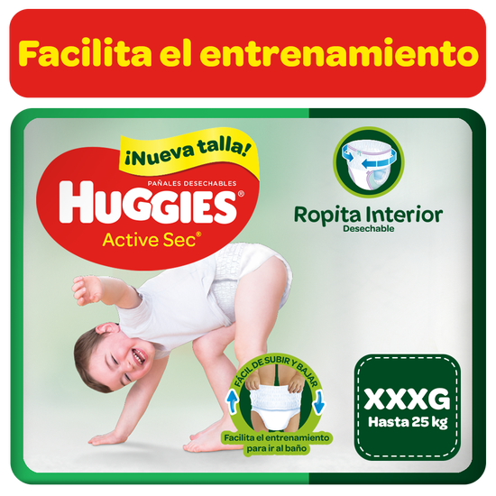 Pañal Huggies Active Sec, Tipo Calzoncito Talla XXXG