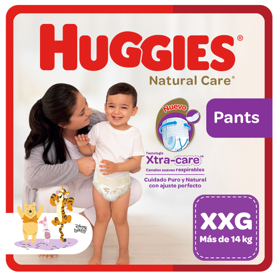 Pañal Huggies Natural Care, Tipo Calzoncito Talla XXG