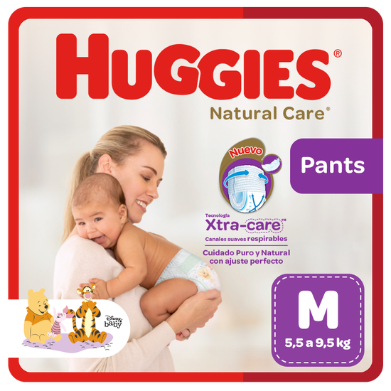 Pañal Huggies Natural Care, Tipo Calzoncito Talla M