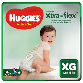 Pañal Huggies Active Sec Xtraflex Talla XG