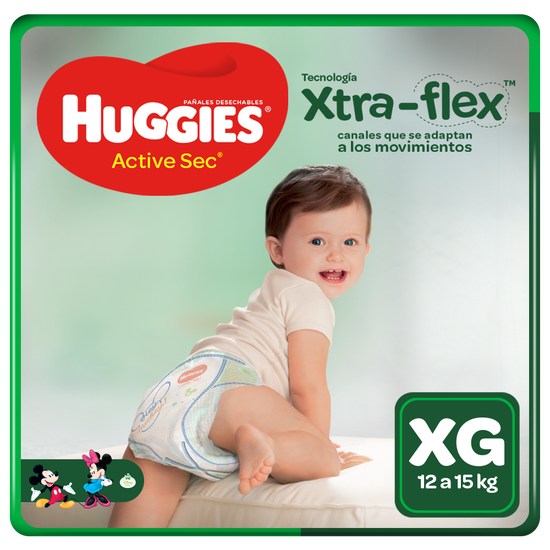 Pañal Huggies Active Sec Xtraflex Talla XG
