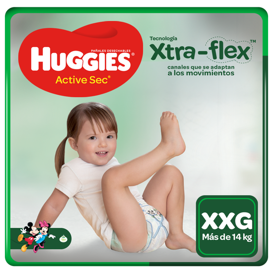 Pañal Huggies Active Sec Xtraflex Talla XXG