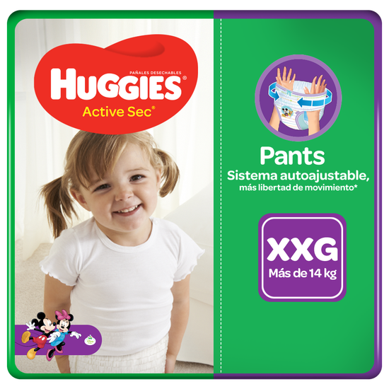 Pañal Huggies Active Sec, Tipo Calzoncito Talla XXG/XXXG